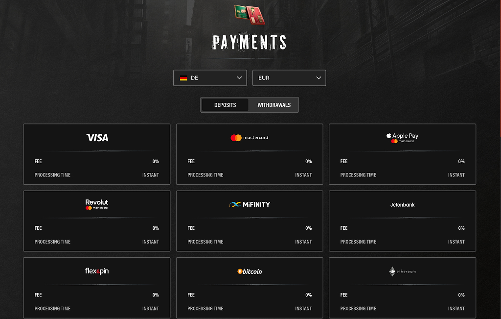 Jokery Casino Payment Methods